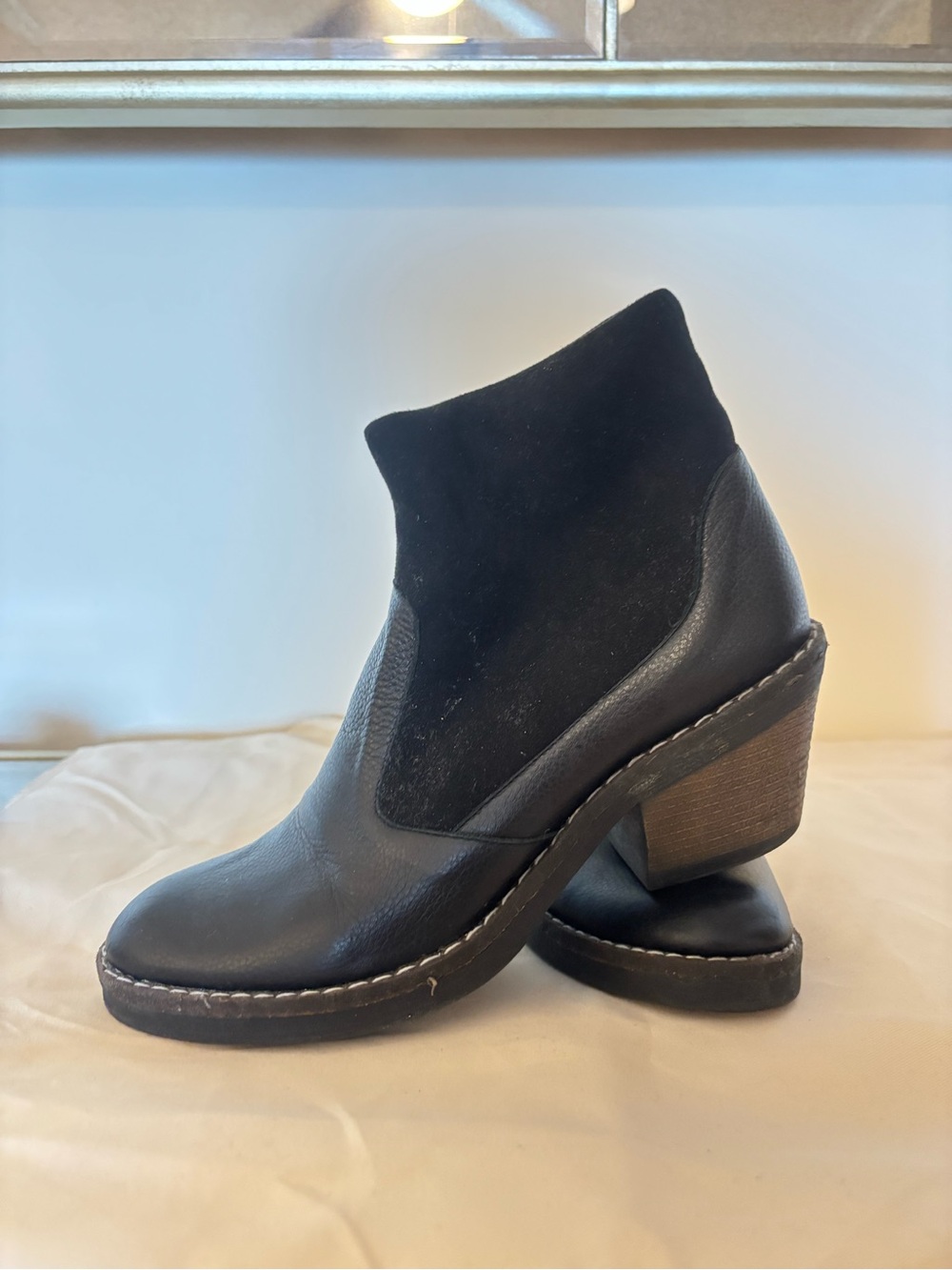 Women’s Black Leather & Suede Ankle Boots